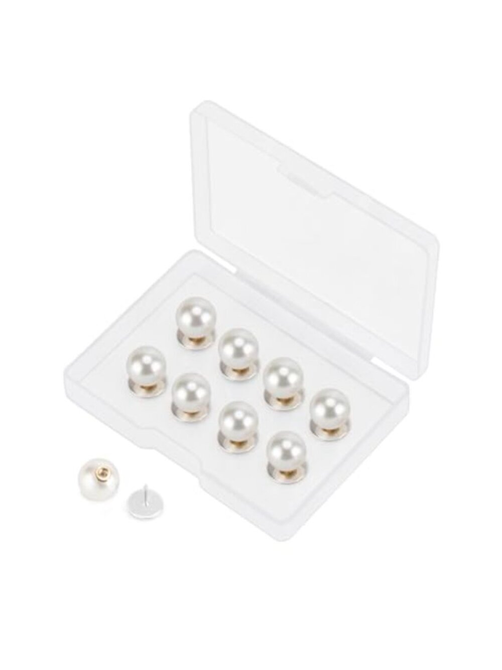 8 Packs No-Sew 10mm Pearl Buttons Brooches Reusable Pins for Sweaters